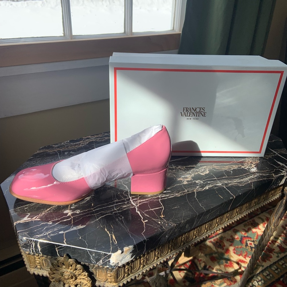Frances Valentine pink patent leather pumps